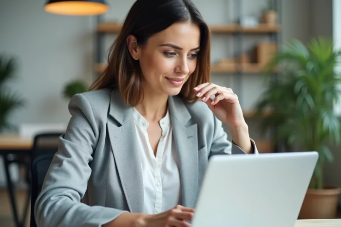 Femme consultant le portail France Travail sur un ordinateur portable pour saisir ses critères de recherche d'emploi en 2026