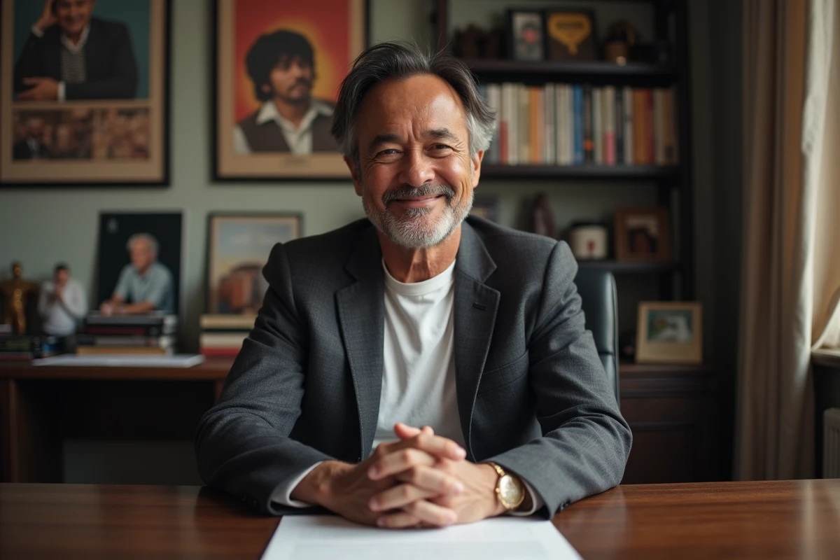 Homme mature en bureau avec un sourire détendu