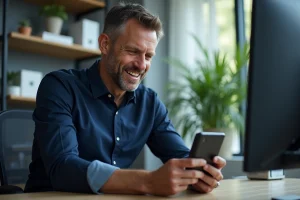 Ingénieur homme examinant l'ISE SY1001 dans un bureau moderne