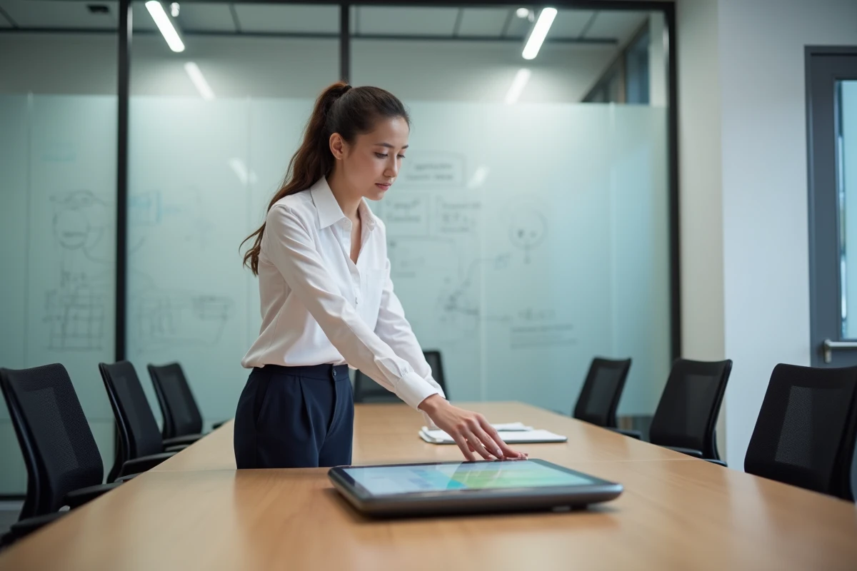 Jeune femme présentant l